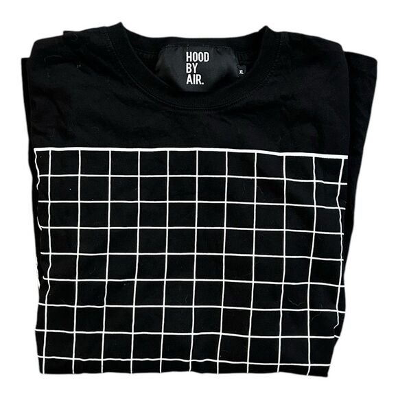 Rare HBA Hood By Air | XL | Black Grid Design Long Sleeve Shirt | Shayne Oliver - Picture 9 of 9